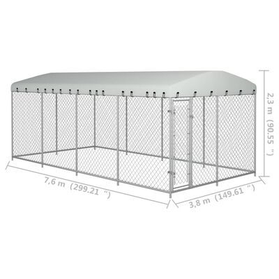 vidaXL Outdoor Dog Kennel with Roof 7.6x3.8x2.3 m