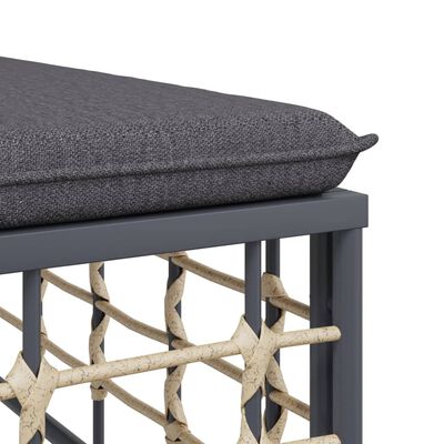 vidaXL Garden Footstool with Dark Grey Cushion Poly Rattan