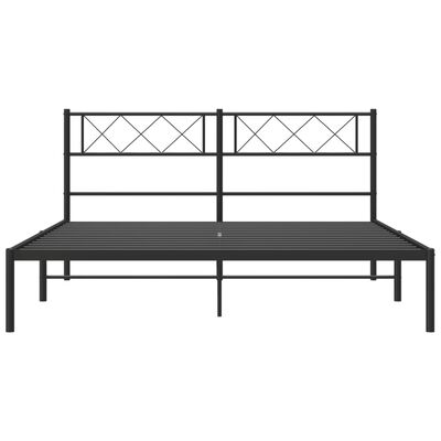 vidaXL Metal Bed Frame without Mattress with Headboard Black 150x200cm