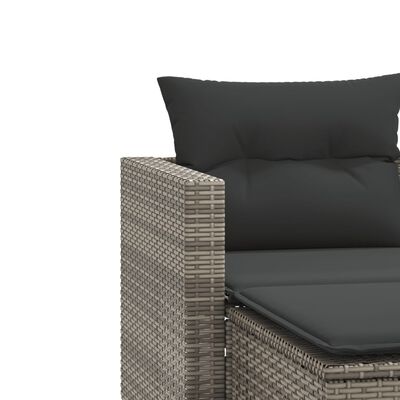 vidaXL Garden Sofa 2-Seater with Stools Grey Poly Rattan