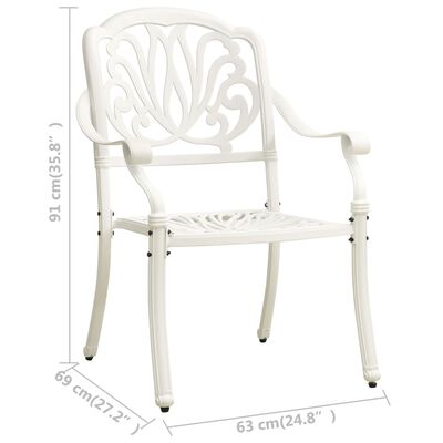 vidaXL 3 Piece Bistro Set Cast Aluminium White