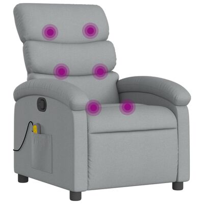 vidaXL Massage Recliner Chair Light Grey Fabric