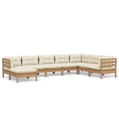 vidaXL 8 Piece Garden Lounge Set with Cushions Honey Brown Pinewood