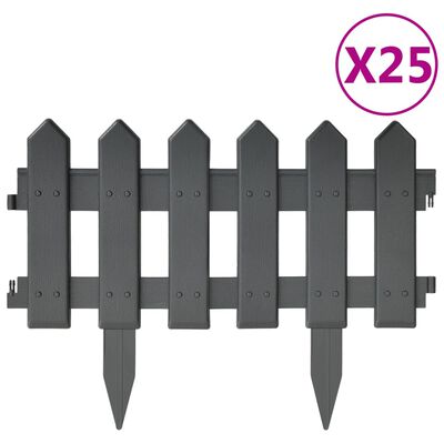 vidaXL Lawn Edgings 25 pcs Anthracite 10 m Polypropylene