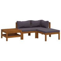 vidaXL 4 Piece Garden Lounge Set with Cushion Solid Acacia Wood