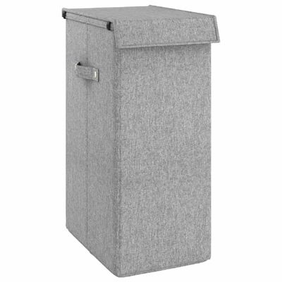 vidaXL Foldable Laundry Hamper Grey 26x34.5x59.5 cm Faux Linen Fabric