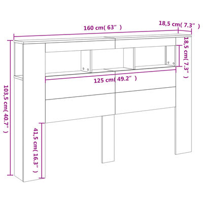 vidaXL LED Headboard White 160x18.5x103.5 cm Engineered Wood