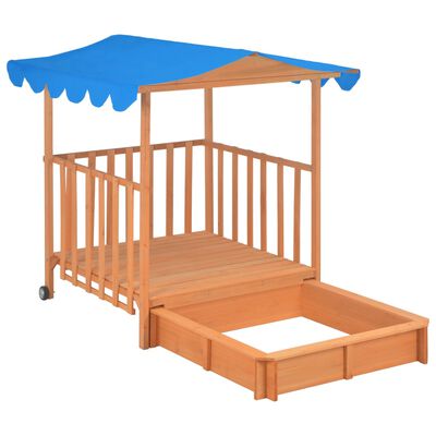 vidaXL Kids Playhouse with Sandbox Fir Wood Blue UV50