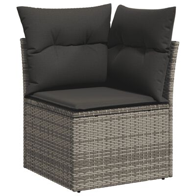 vidaXL 9 Piece Garden Sofa Set with Cushions Grey Poly Rattan