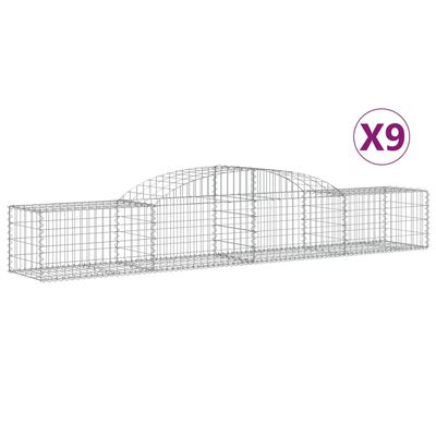 vidaXL Arched Gabion Baskets 9 pcs 300x50x40/60 cm Galvanised Iron