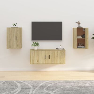 vidaXL Wall Mounted TV Cabinets 2 pcs Sonoma Oak 40x34.5x60 cm