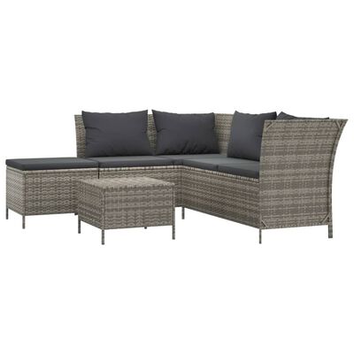 vidaXL 4 Piece Garden Lounge Set with Cushions Grey Poly Rattan