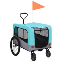 vidaXL 2-in-1 Pet Bike Trailer & Jogging Stroller Blue and Grey