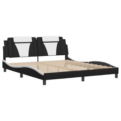 vidaXL Bed Frame with LED without Mattress Black and White 183x203 cm King