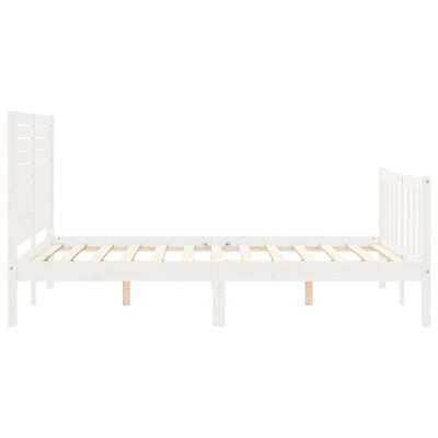 vidaXL Bed Frame without Mattress White Double Solid Wood Pine