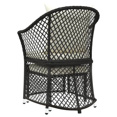 vidaXL 2 Piece Garden Lounge Set with Cushions Black Poly Rattan