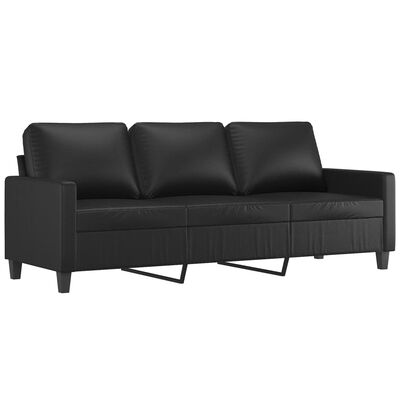 vidaXL 4 Piece Sofa Set with Cushions Black Faux Leather