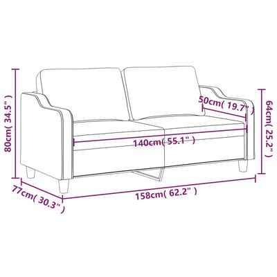 vidaXL 2-Seater Sofa Dark Grey 140 cm Fabric