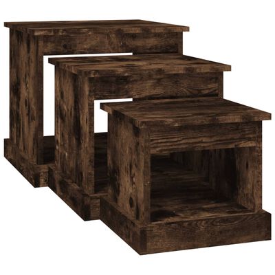 vidaXL Coffee Tables 3 pcs Smoked Oak Engineered Wood