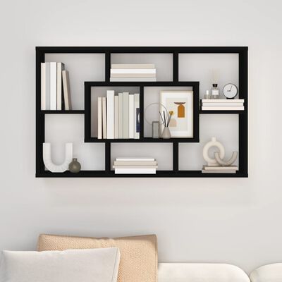 vidaXL Wall Shelf Black 85x16x52.5 cm Engineered Wood