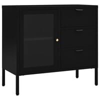 vidaXL Sideboard Black 75x35x70 cm Steel and Tempered Glass