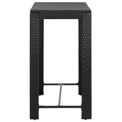 vidaXL 7 Piece Outdoor Bar Set with Cushions Poly Rattan Black