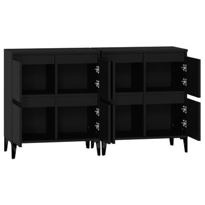 vidaXL Sideboards 2 pcs Black 60x35x70 cm Engineered Wood