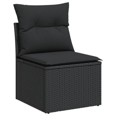 vidaXL Garden Chair Armless with Cushions Black Poly Rattan