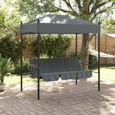 vidaXL Garden Swing Bench with Canopy Dark Grey Steel