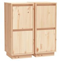 vidaXL Sideboards 2 pcs 31.5x34x75 cm Solid Wood Pine