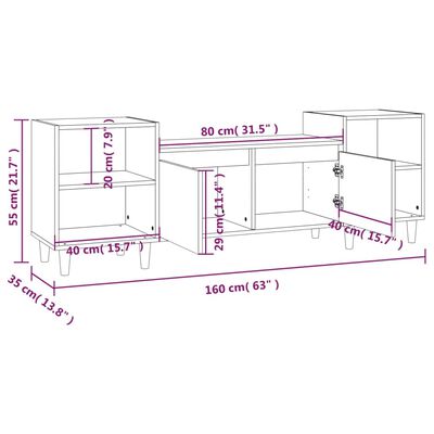 vidaXL TV Cabinet Brown Oak 160x35x55 cm Engineered Wood