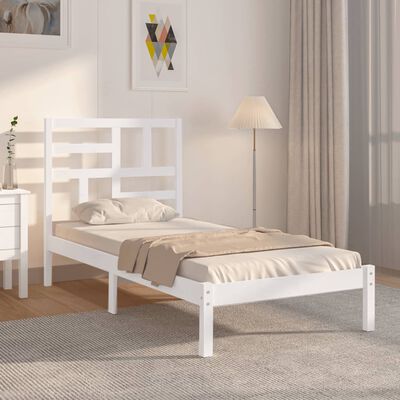 vidaXL Bed Frame without Mattress White Solid Wood 90x190 cm Single