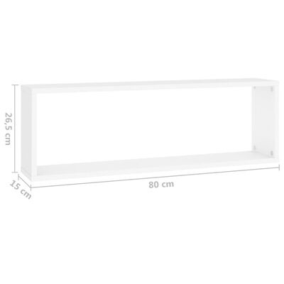 vidaXL Wall Cube Shelf 2 pcs White 80x15x26.5 cm Engineered Wood