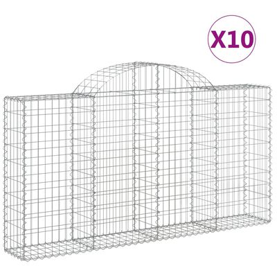 vidaXL Arched Gabion Baskets 10 pcs 200x30x100/120 cm Galvanised Iron