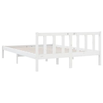 vidaXL Bed Frame without Mattress White Solid Wood Double