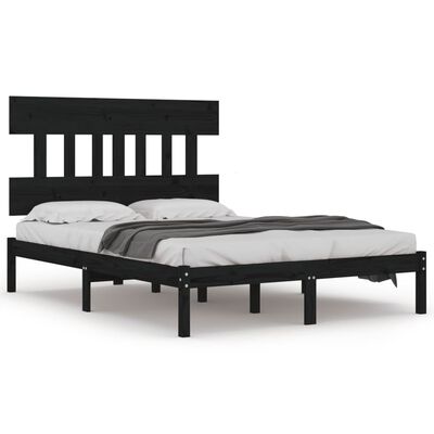 vidaXL Bed Frame without Mattress Black 180x200 cm Super King Solid Wood