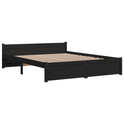 vidaXL Bed Frame without Mattress Black Solid Wood 150x200 cm King Size