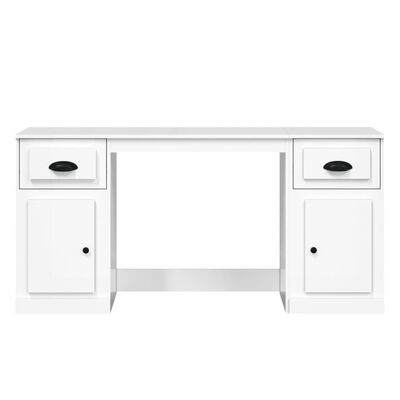 vidaXL Desk with Cabinet High Gloss White Engineered Wood