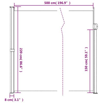 vidaXL Retractable Side Awning Anthracite 220x500 cm