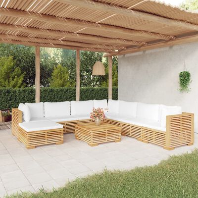 vidaXL 9 Piece Garden Lounge Set with Cushions Solid Teak Wood