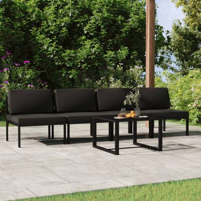 vidaXL 5 Piece Garden Lounge Set with Cushions Aluminium Anthracite