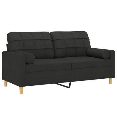 vidaXL 2-Seater Sofa with Throw Pillows Black 140 cm Fabric