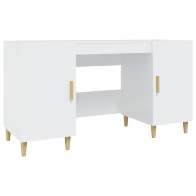 vidaXL Desk High Gloss White 140x50x75 cm Engineered Wood