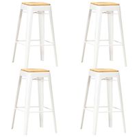 vidaXL Bar Stools 4 pcs White Solid Mango Wood