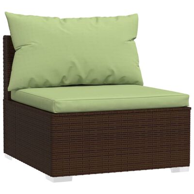 vidaXL 5 Piece Garden Lounge Set with Cushions Poly Rattan Brown