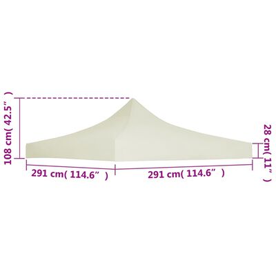 vidaXL Party Tent Roof 3x3 m Cream