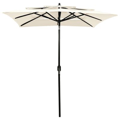 vidaXL 3-Tier Garden Parasol with Aluminium Pole Sand 2x2 m