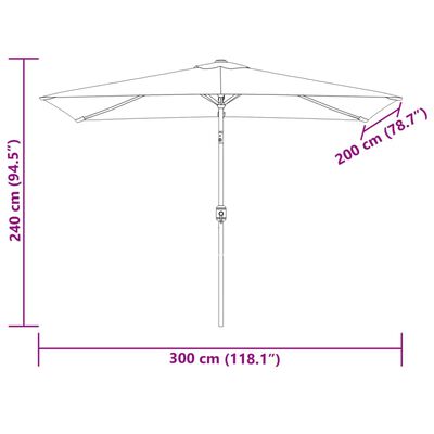 vidaXL Garden Parasol with Metal Pole 300x200 cm Terracotta