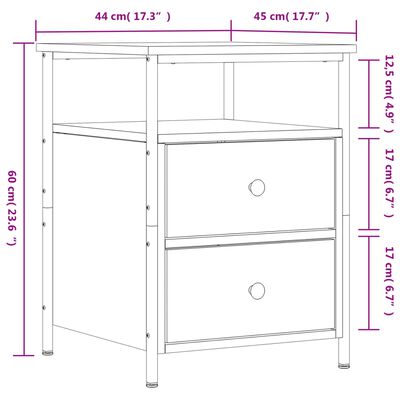 vidaXL Bedside Cabinets 2 pcs Grey Sonoma 44x45x60 cm Engineered Wood