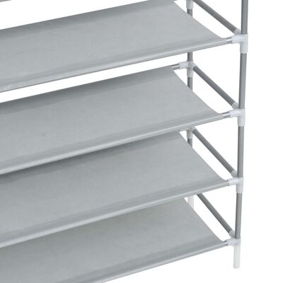 vidaXL Shoe Rack with 10 Shelves Metal and Non-woven Fabric Silver